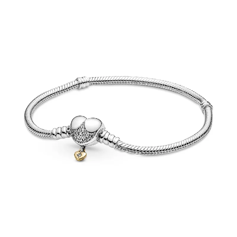 Bracelets For Fall Accessories-Disney Pandora Moments Heart Clasp Snake Chain Bracelet 569563C01