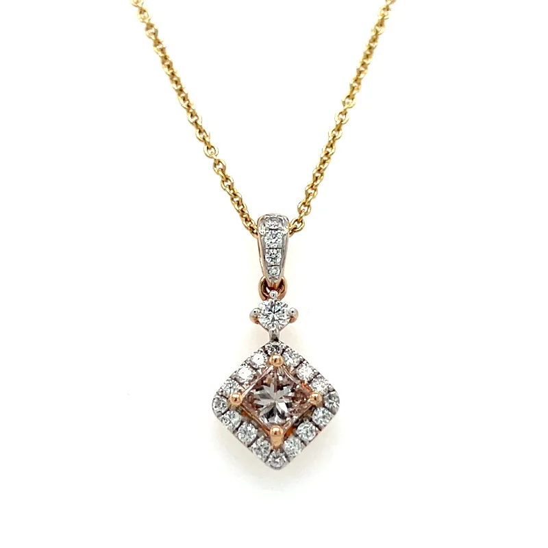 Long Necklaces For Evening Wear-18k Two Tone Gold Fancy Color Diamond Necklace