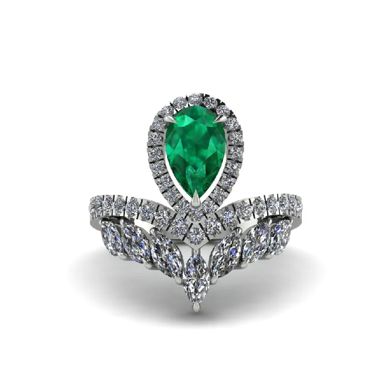 Customizable Birthstone Rings For Custom Gifts-Emerald Crown Radiance Engagement Ring - Aviana No. 6