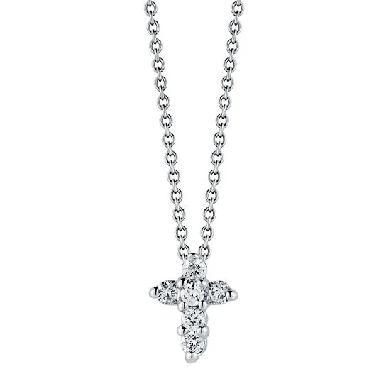 Large Gold Pendant Necklaces For Bold Fashion-Roberto Coin Baby Cross White Gold Tiny Treasures Collection Pendant 001883AWCHX0