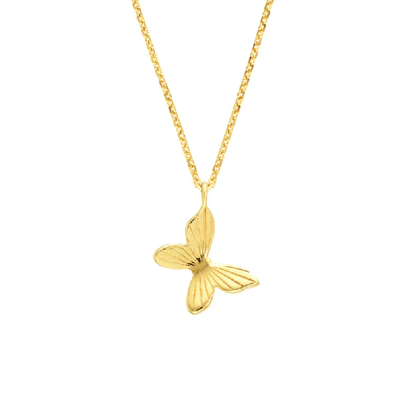 Statement Necklaces For Bold Fashion-14K Yellow Gold Tilted Butterfly Necklace