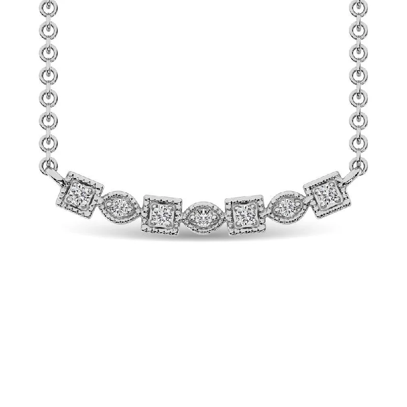 Minimalist Diamond Necklaces For Classic Style-Diamond 1/10 Ct.Tw. Fashion Necklace in 10K White Gold