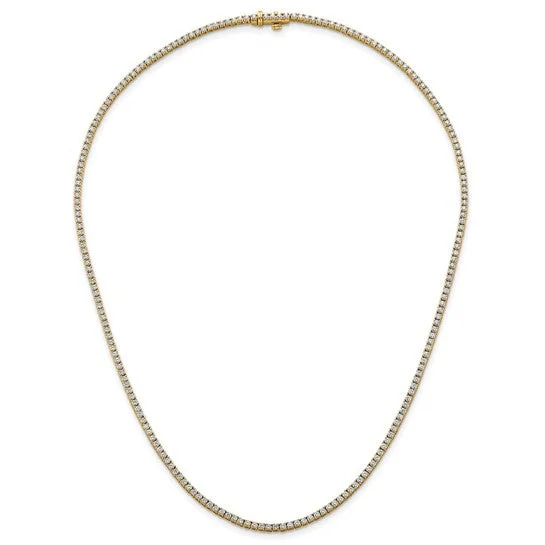 Unique Heart Pendant Necklaces For Gifts-14K Yellow Gold Laboratory Grown 4.5ct Diamond Tennis Necklace