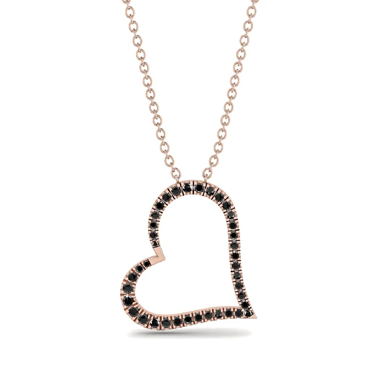 Elegant Moonstone Necklaces For Chic Style-Black Diamond Heart Necklace - Claudia No. 8