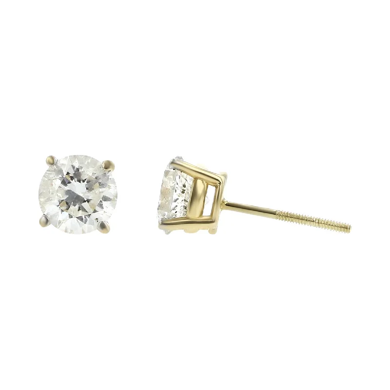 Silver Earrings For Timeless Fashion-14K Yellow Gold Diamond Stud Earrings