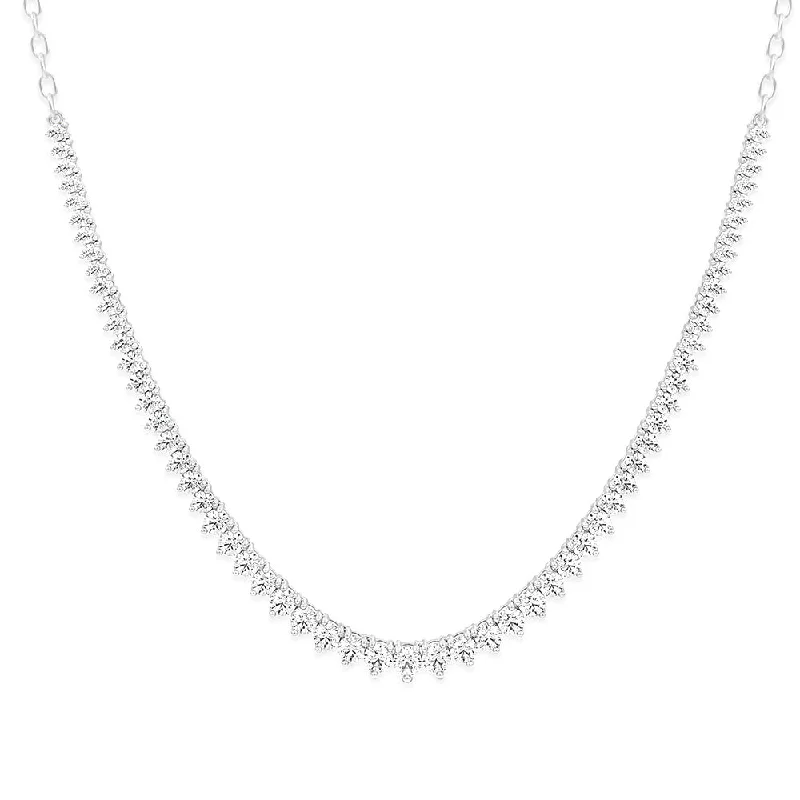 Classic Gold Pendant Necklaces For Formal Wear-Luminesce Lab Grown 10ct White Gold Tennis Necklace in 7 Carat Diamond