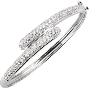 Bangles With White Designs-14K White 3 CTW Diamond Bangle Bracelet