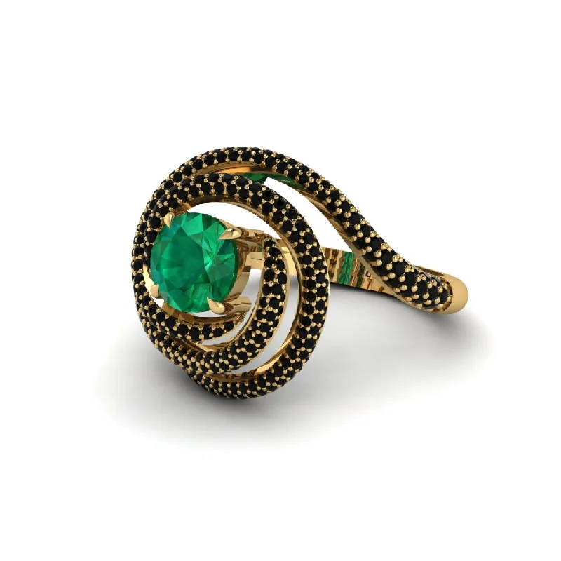 Elegant Gemstone Engagement Rings For Brides-Emerald Double Halo Swirling Engagement Ring - Serena No. 34