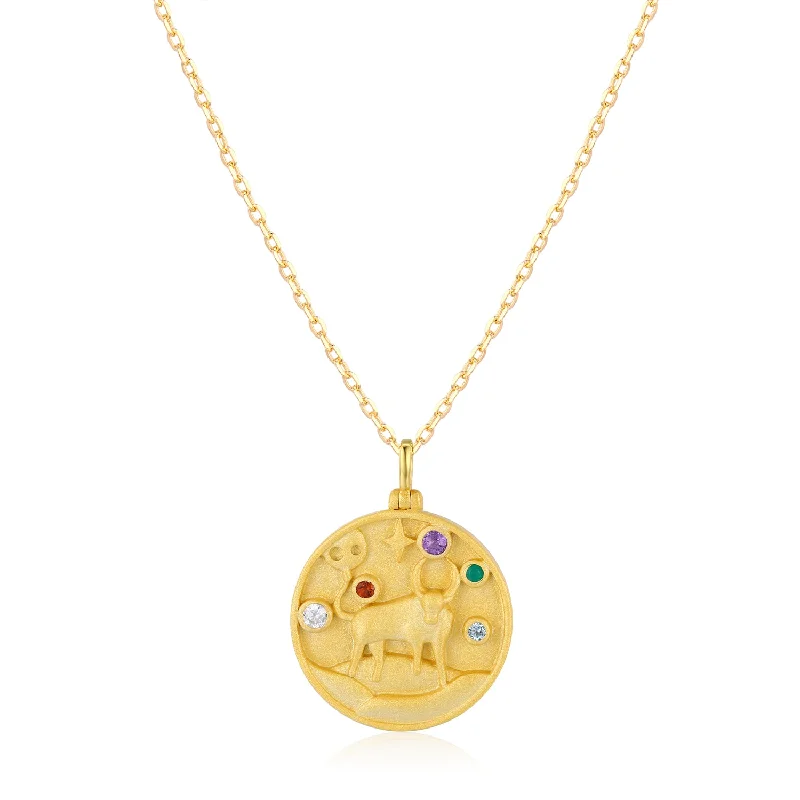 Elegant Wedding Necklaces For Bridal Glam-Taurus Zodiac Mantra Necklace