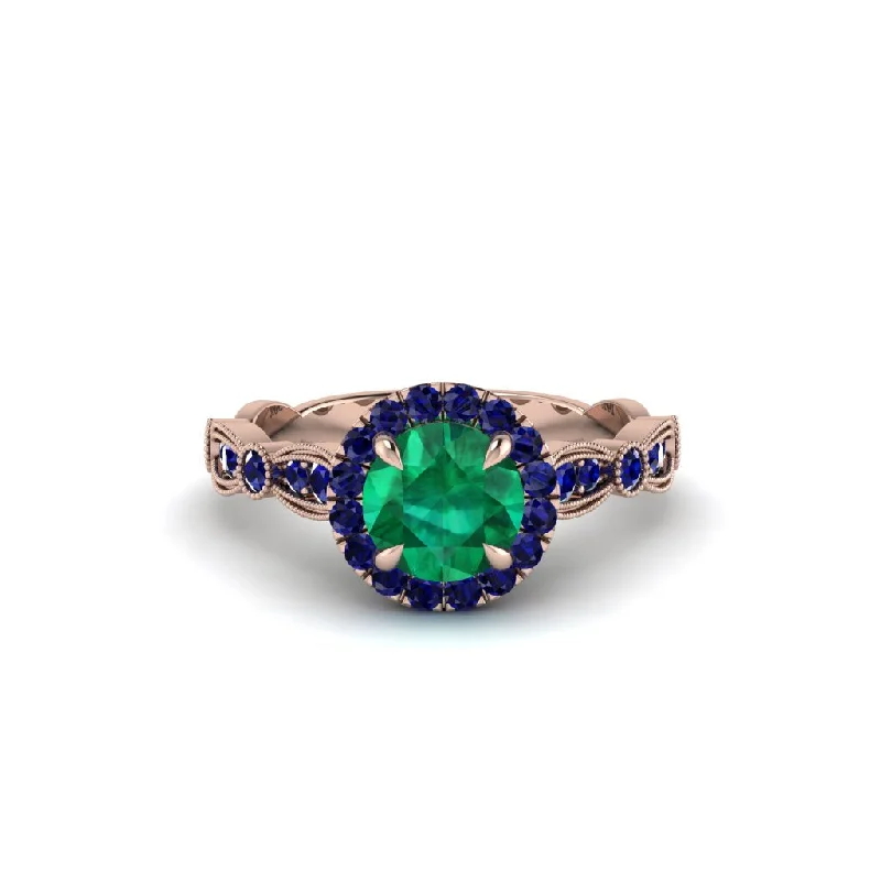 Classic Wedding Rings For Him-Round Cut Emerald Radiant Eternity Engagement Ring - Kamryn No. 65