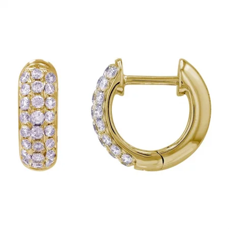 Trendy Hoop Earrings For Fashion Forward-14K Yellow Gold Diamond Pave Huggie Hoop Earrings