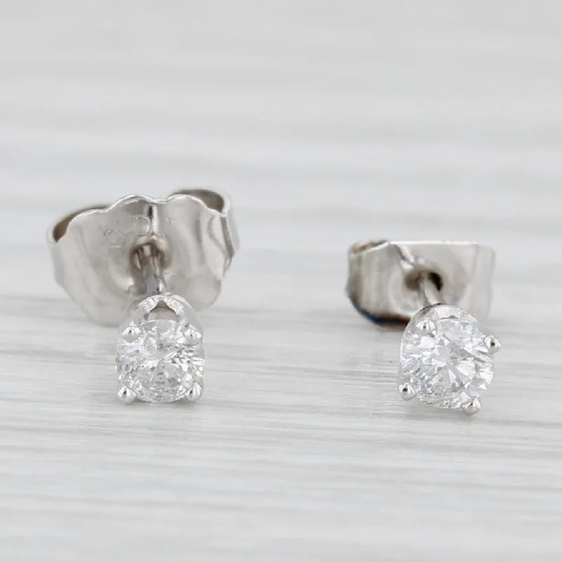 Handmade Earrings For Vintage Style-0.20ctw Diamond Stud Earrings 14k White Gold Round Solitaire Studs