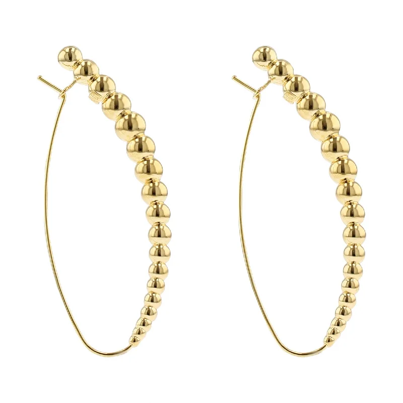 Fashion Gold Earrings For Stylish Women-18K Graduated Bead Gold Threader Earrings