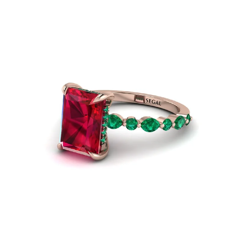 Personalized Family Rings For Special Occasions-Radiant-Cut Ruby Eternal Radiance Engagement Ring - Skye No. 26