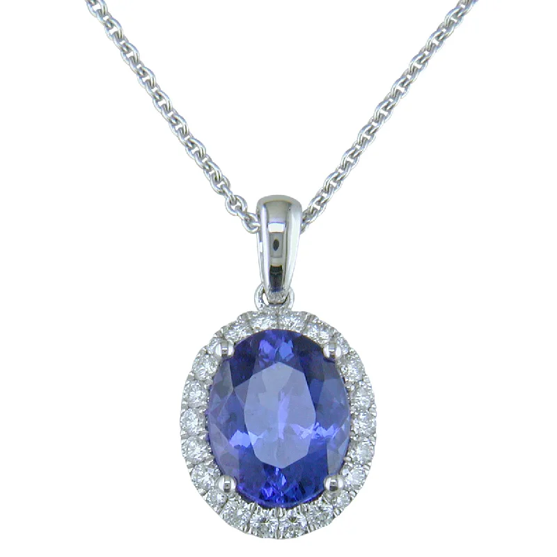 Custom Infinity Necklaces For Meaningful Gifts-18k Gold Tanzanite Diamond Halo Necklace