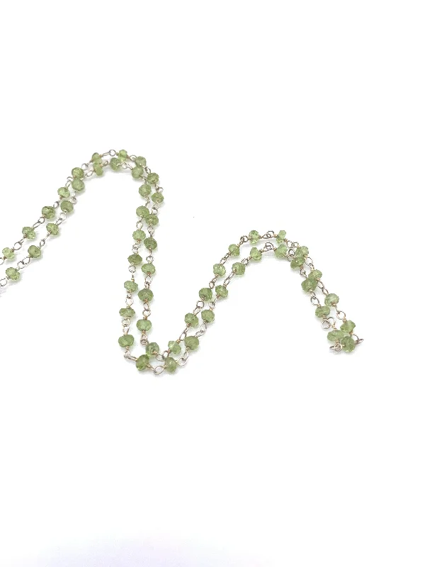 Simple Gemstone Necklace For Everyday Glam-Beaded Peridot Necklace on Sterling Silver Chain