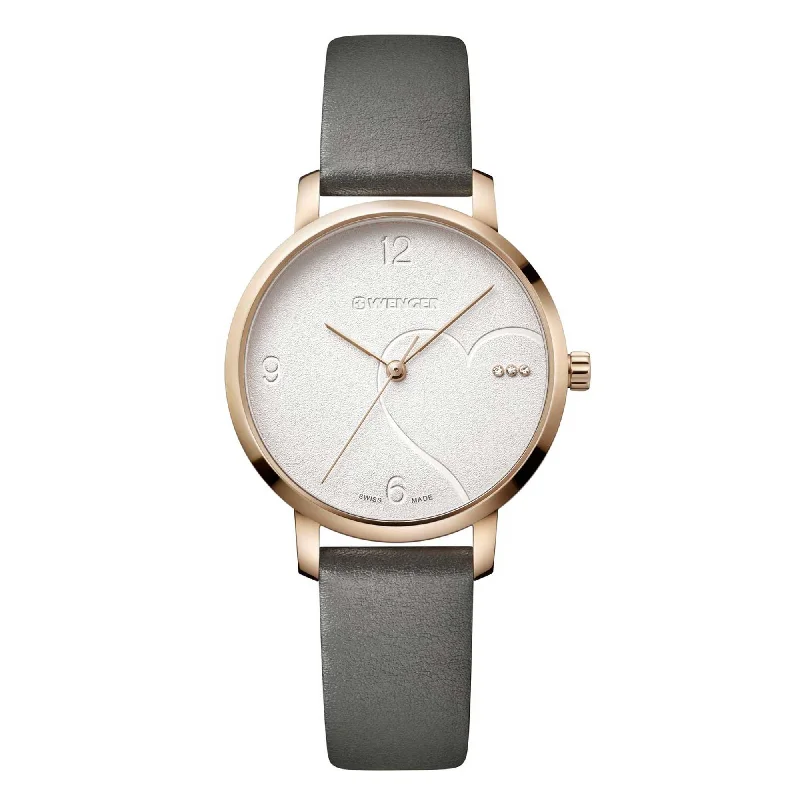 Watches For Minimalist Jewelry Lovers-Wenger Women's Watch - Metropolitan Donnissima White Dial Grey Strap | 01.1731.111