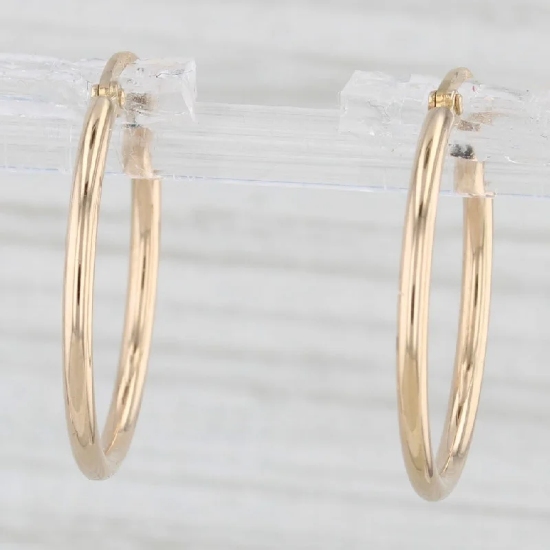 Bold Gold Earrings For Fashion Forward-Round Hoop Earrings 14k Yellow Gold Snap Top Posts 20.8mm Hoops