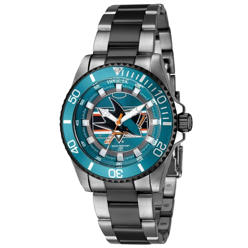 Watches With Heartfelt Messages-Invicta Women's Quartz Watch - NHL San Jose Sharks Black and Silver Bracelet | 42222