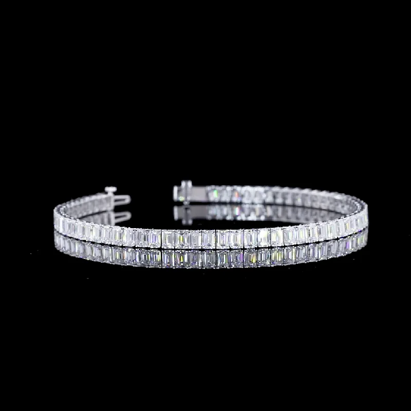 Bracelets For Women-14K White Gold Lab Grown Diamond Tennis Bracelet BC564