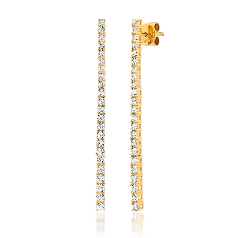 Bold Earrings For Fashionistas-DIAMOND TENNIS EARRINGS, GOLD