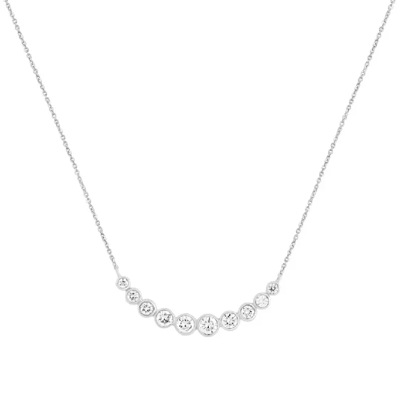 Silver Heart Pendant Necklaces For Romantic Gifts-White Gold Bezel Set Diamond Necklace