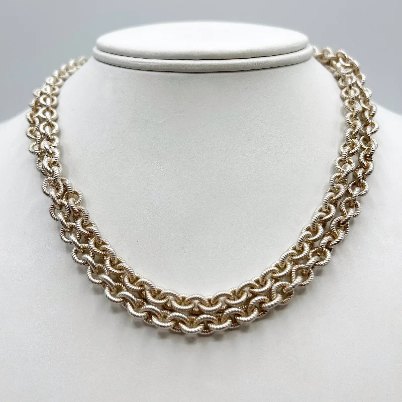 Trendy Bead Chain Necklaces For Fashionistas-Men’s Heavy Textured Long Silver Chain