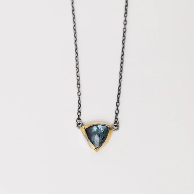 Bold Silver Pendant Necklaces For Trendy Looks-Teal Kyanite Petite Tri Fold Necklace