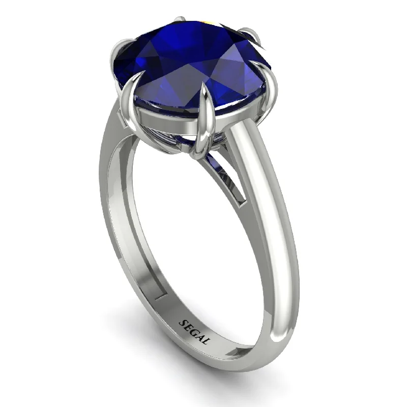 Unique Engagement Rings For Alternative Brides-Round Cut Sapphire Solitaire Engagement Ring - Miranda No. 15