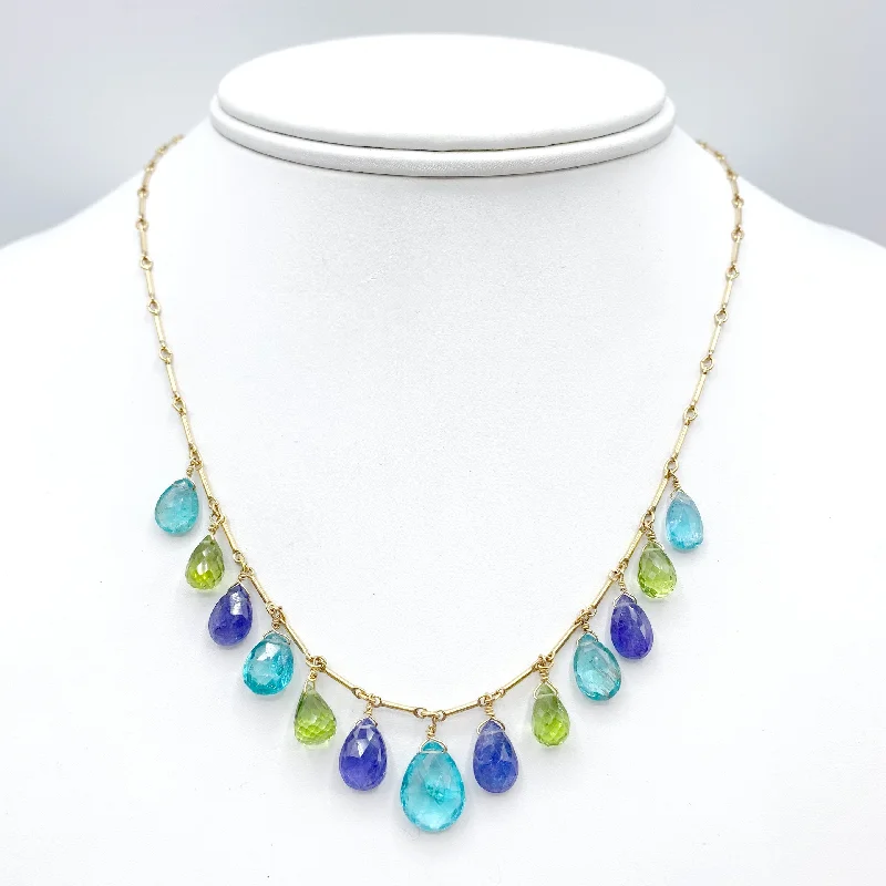 Trendy Rope Necklaces For Casual Fashion-Multicolor Briolette Necklace