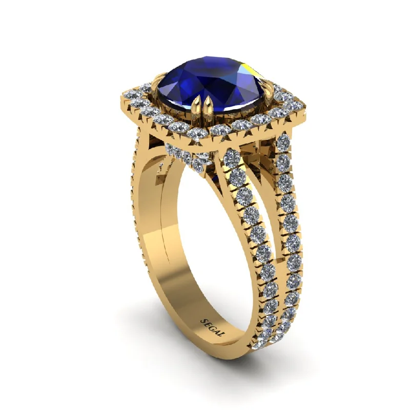 Beautiful Cocktail Rings For Evening Fashion-Sapphire Pave Split Shank Engagement Ring - Averie No. 13