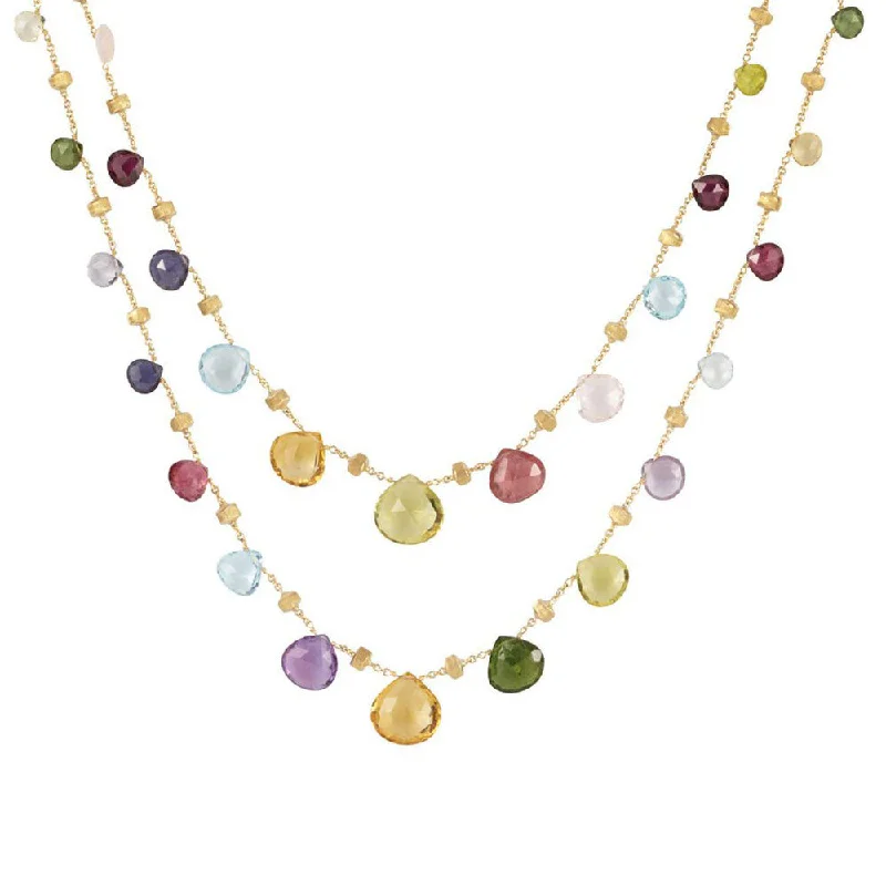 Beautiful Rose Gold Necklaces For Elegant Wear-Marco Bicego 18k Yellow Gold Mixed Stones Necklace from Paradise Collection 36in.  CB1871 MIX01 Y 02