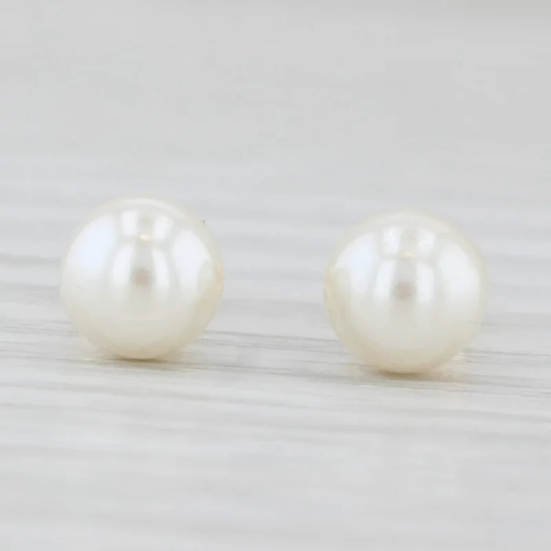 Unique Resin Earrings For Eco-Friendly Style-Cultured Pearl Bead Solitaire Stud Earrings 14k Yellow Gold