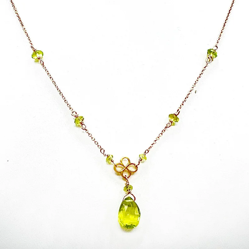 Trendy Resin Necklaces For Colorful Fashion-Filigree 14 Karat Gold Peridot  Drop Necklace