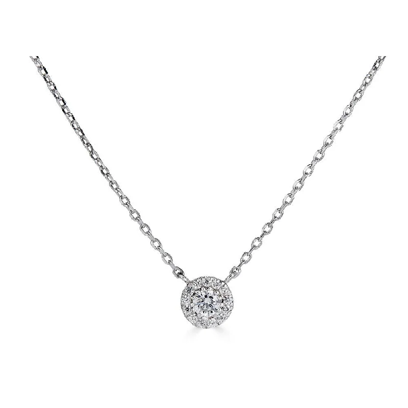 Stunning Crystal Earrings For Formal Events-14K .15Ct Diamond Halo Pendant