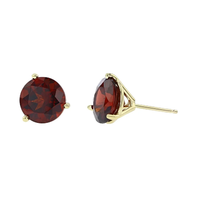 Trendy Gold Earrings For Party Glam-14K Yellow Gold Garnet Stud Earrings