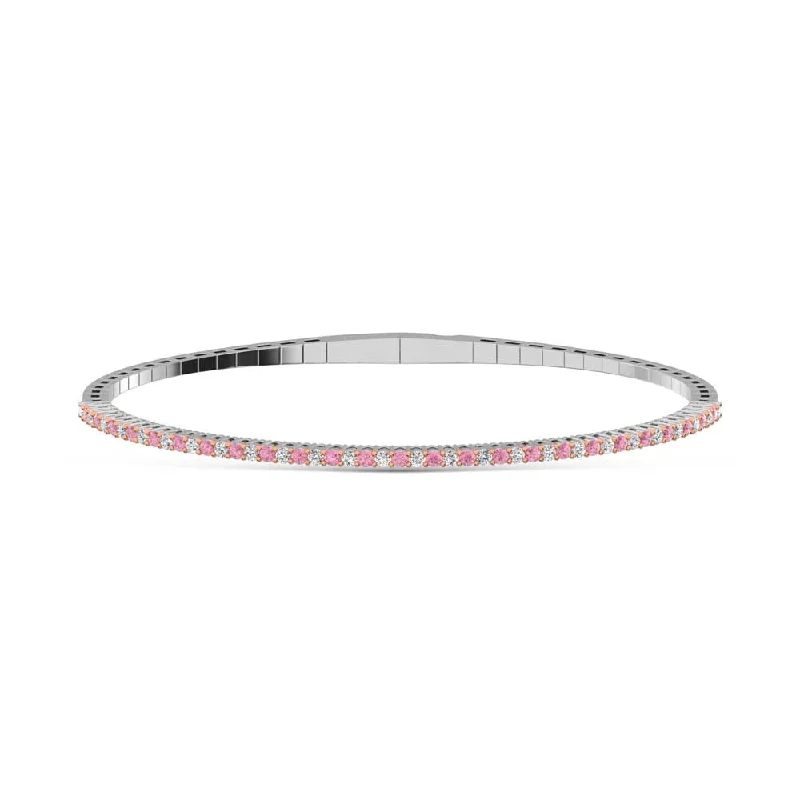 Bangles For Year-round Wear-14K White Gold  1 Ct.Tw.  Alternate white and Pink Lab Grown Diamond Bangle