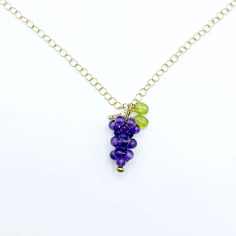 Statement Moon Necklaces For Bold Fashion-Amethyst Peridot Grape Cluster Necklace