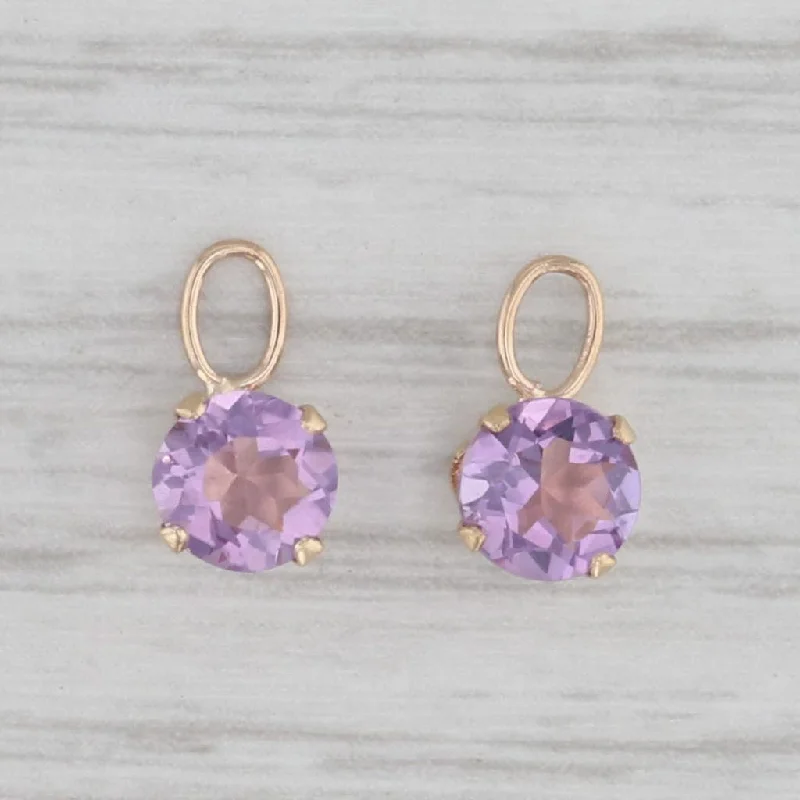 Large Statement Earrings For Fashionistas-0.96ctw Amethyst Solitaire Earrings Enhancer Charms 14k Yellow Gold