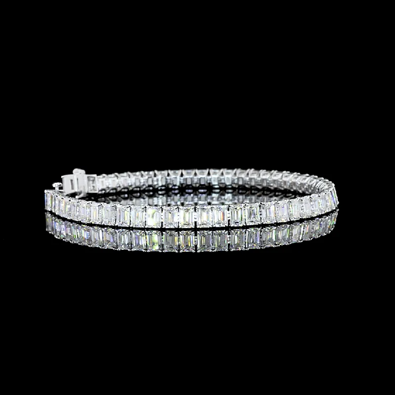 Bracelets For Men-14K White Gold Lab Grown Diamond Tennis Bracelet BC1479