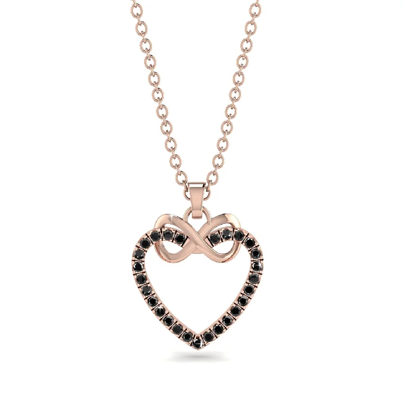 Crystal Necklaces For Sparkling Elegance-Infinity Heart Black Diamond Necklace - Mollie No. 8