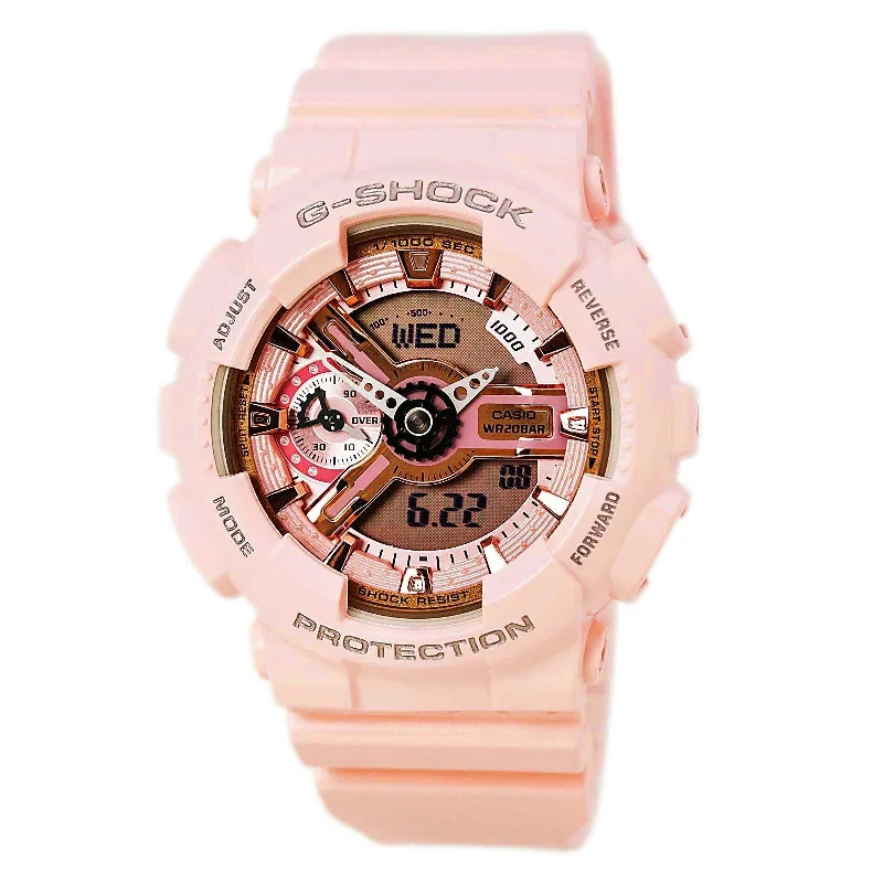 Watches With Square Shapes-Casio Women's G-Shock Ana-Digi Pink Dial Watch | GMAS110MP-4A1