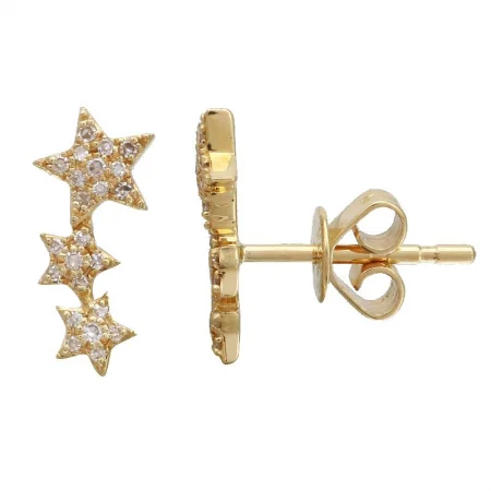 Dazzling Crystal Earrings For Elegant Style-14k Yellow Gold Star Diamond Earrings