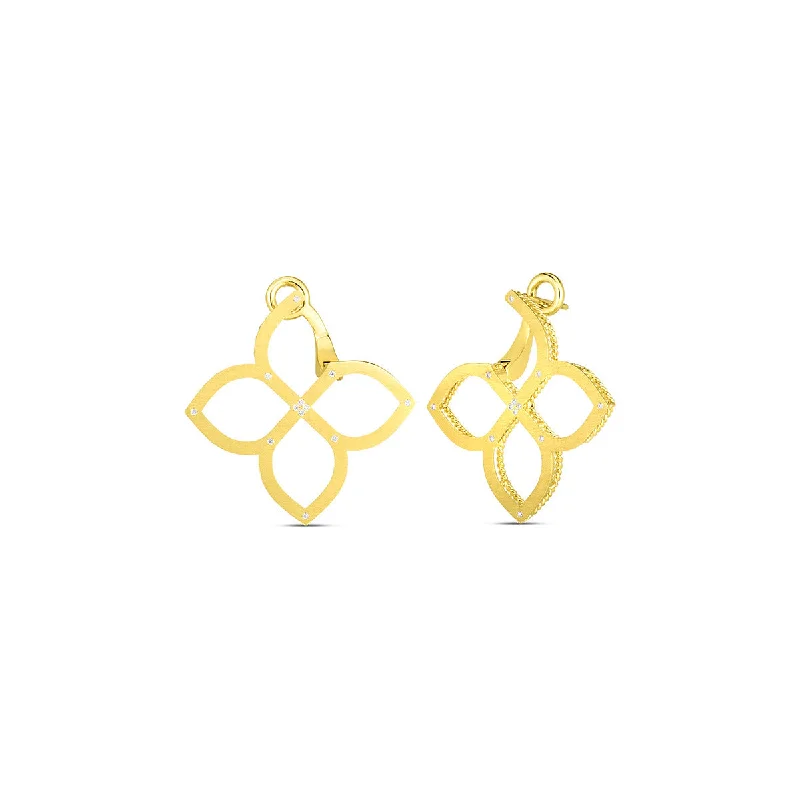 Simple Drop Earrings For Easy Wear-18K Gold Open Post Earrings with Diamond Accents