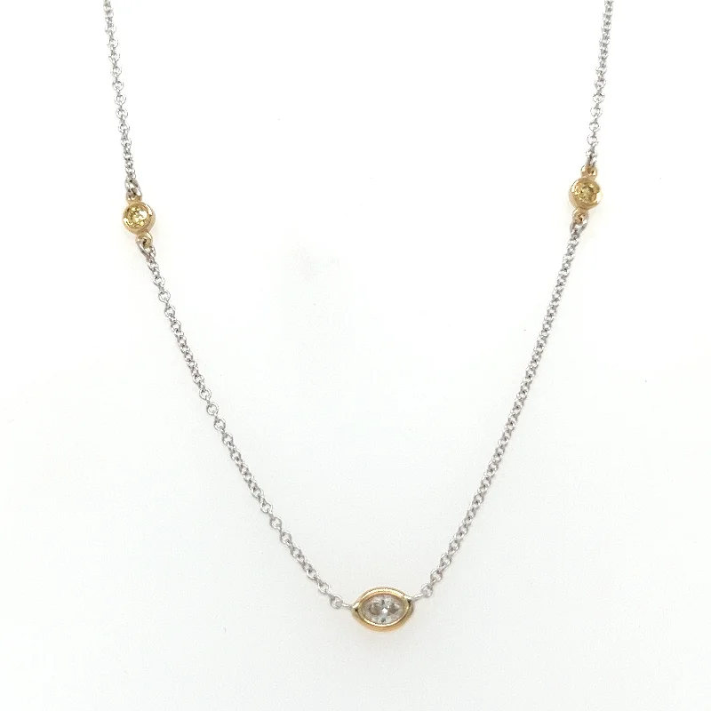 Trendy Long Chain Necklaces For Casual Wear-14k White/Yellow Gold Fancy Color Diamond Diamonds By The Inch Necklace by IJC