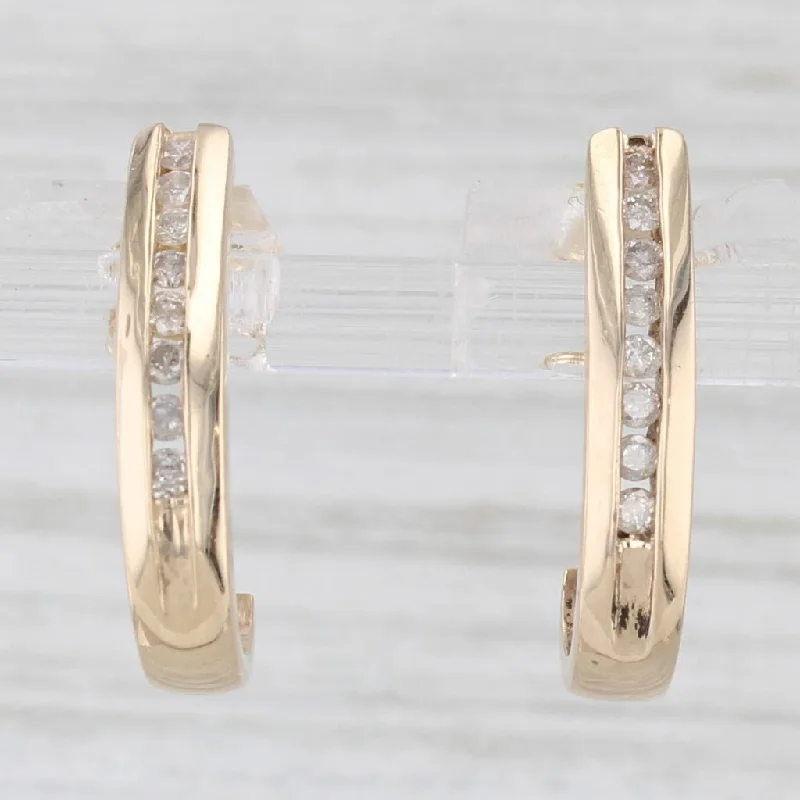 Statement Earrings For Unique Style-0.25ctw Diamond J-Hook Journey Earrings 10k Yellow Gold Drops