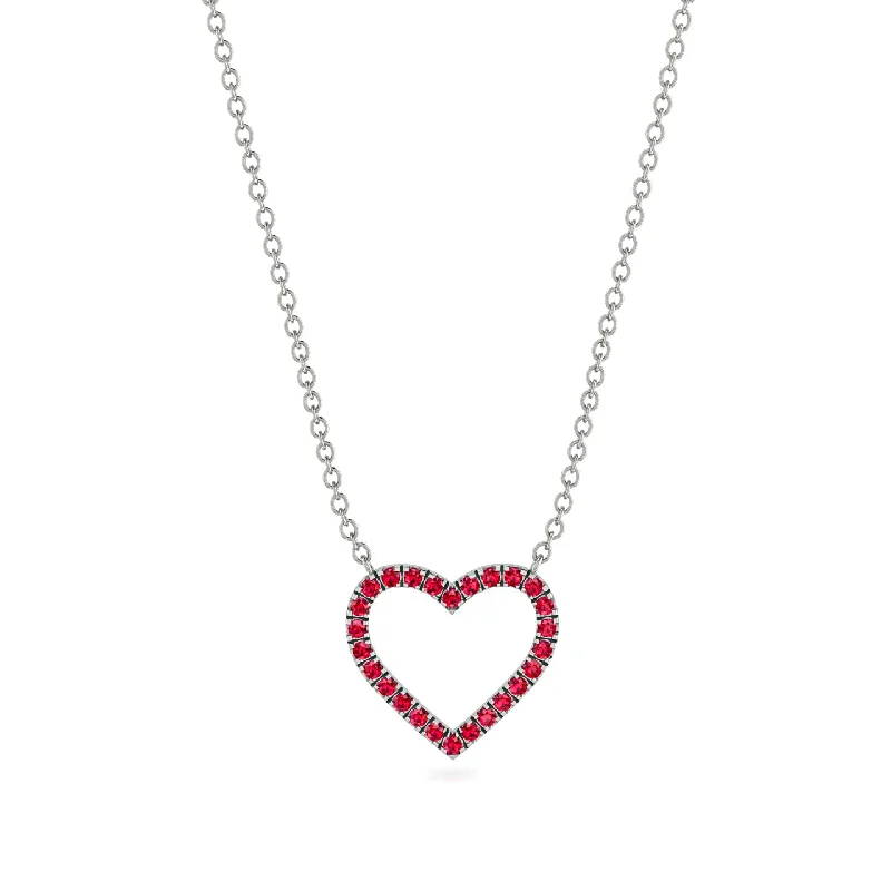 Custom Heart Shape Necklaces For Girlfriend Gifts-Heart Shaped Ruby Necklace - Marie No. 12