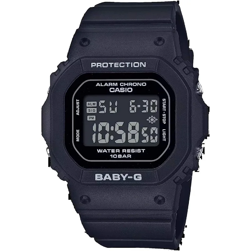 Watches For Classy Occasions-Casio Women's Digital Watch - Baby-G Quartz Chrono Black Resin Strap | BGD-565-1CR