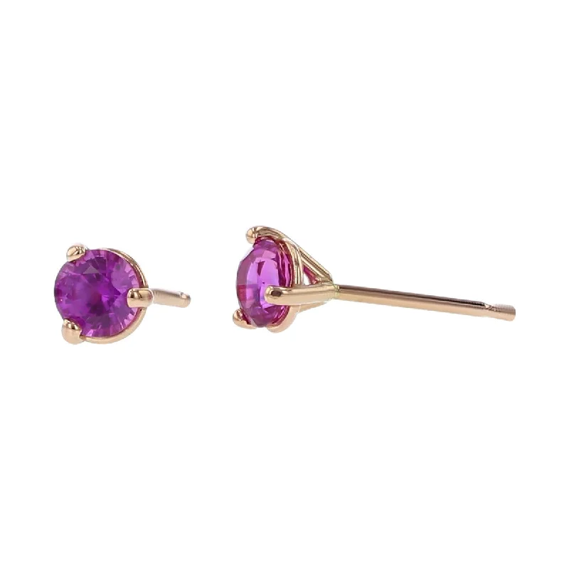 Dazzling Earrings For Special Occasions-14K Rose Gold Purple Sapphire Stud Earrings