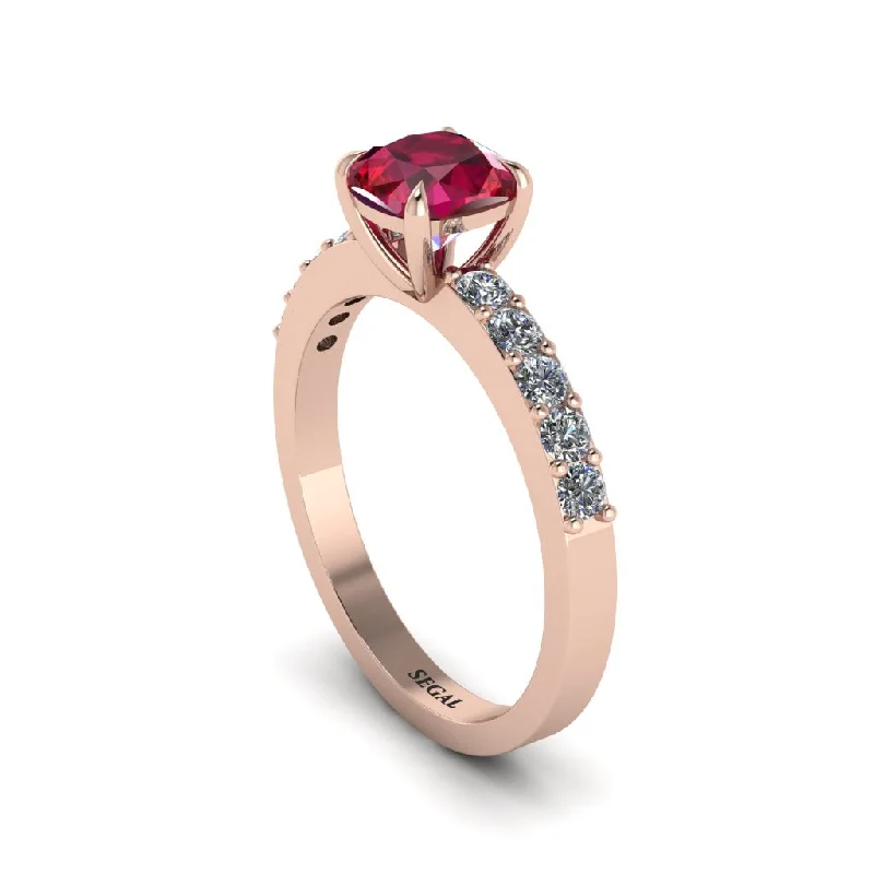 Custom Men’s Engagement Rings For Non-Traditional Brides-Cushion-Cut Ruby Classic Elegance Engagement Ring - Demi No. 11